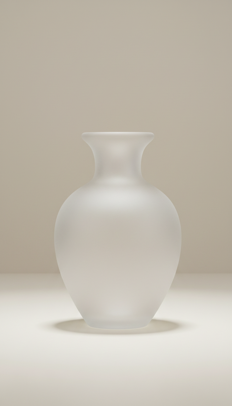 Frosted Glass Vase with Tapered Neck